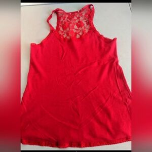 Women's Lace Tank Top Red Blouse Size L/XL Summer Coquette